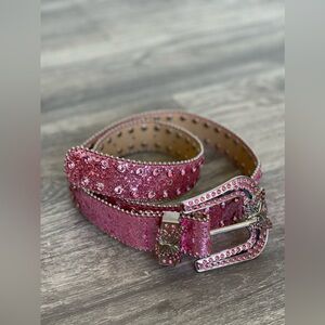 Y2K Pink Glitter and Rhinestone Belt